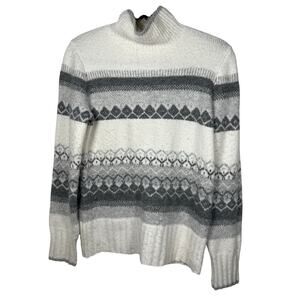 Max Studio White & Gray Turtleneck Knit Sweater Women’s Small